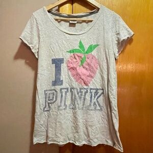 PINK Victoria's Secret Vintage Gray Relaxed Fit Short Sleeve T-Shirt Size Medium